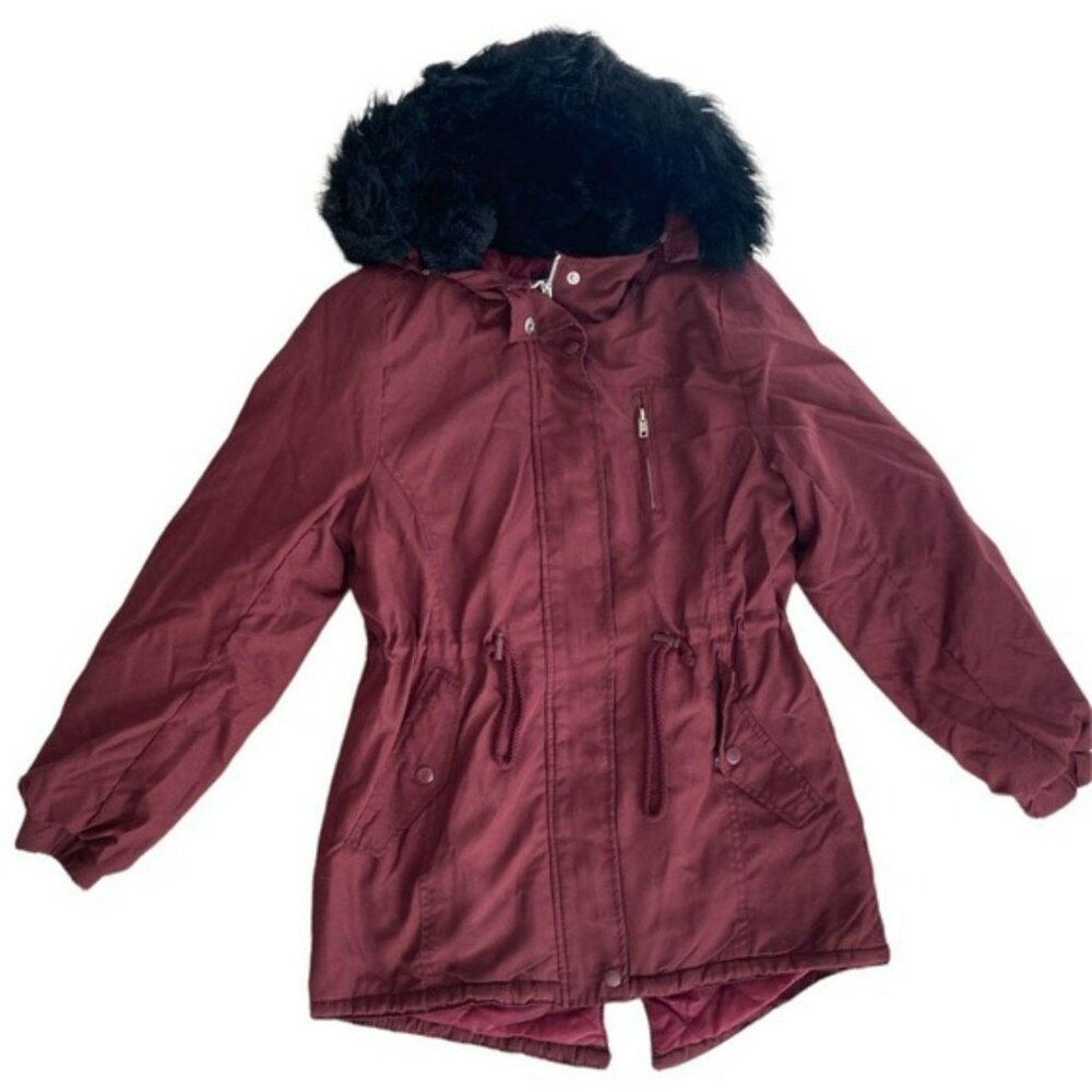 Faux fur hooded anorak jacket coat ambiance Outerwear size S